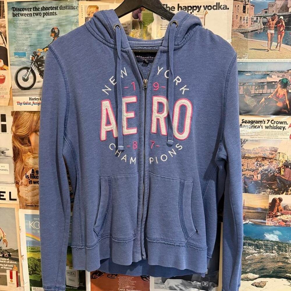 Aeropostale blue zip up hoodie